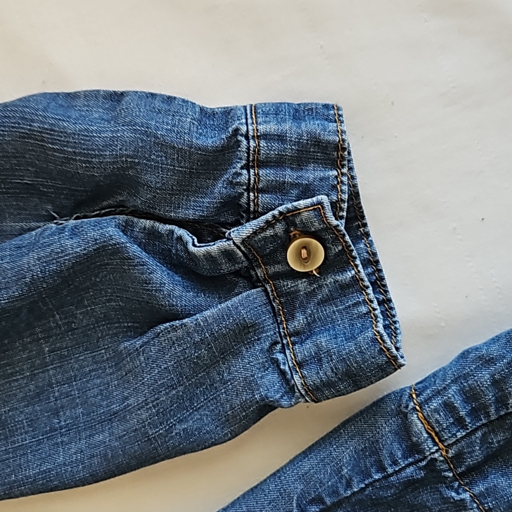 Cloth & Stone Blue Denim Pull Over Half Button Blouse Top Shirt Size Small - Picture 8 of 9